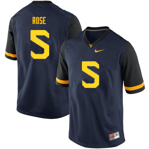 Men #5 Ezekiel Rose West Virginia Mountaineers College Football Jerseys Sale-Navy